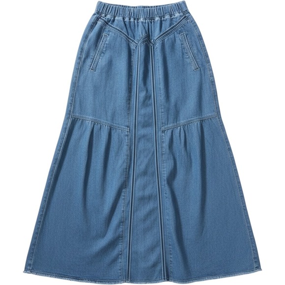 Chartou Dresses & Skirts - Women Maxi Skirt Size Small Pockets Blue Elastic Waist Casual Career No Slit